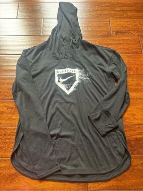 Nike Black Softball Hoodie with White Swoosh